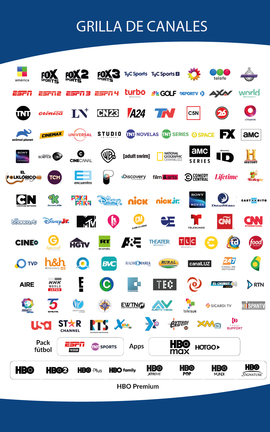 Grilla de canales GlobalNet TV